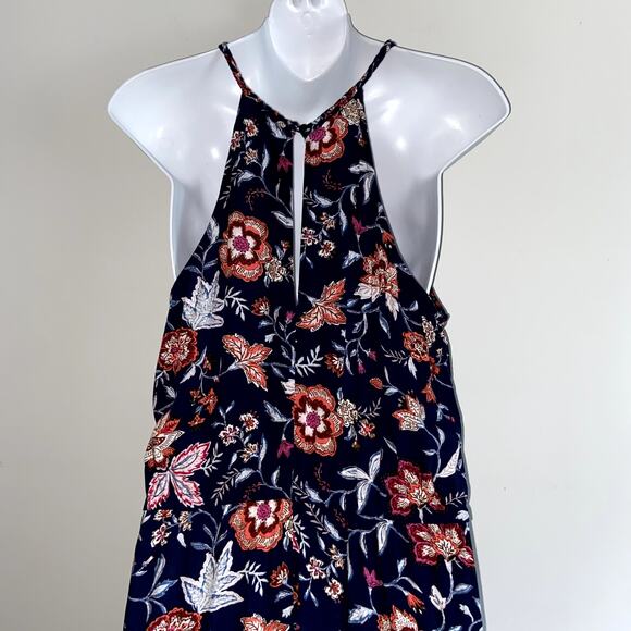 Old Navy Maxi Dress Women's Size Medium Blue Floral Ruffle Bottom * - Picture 8 of 9